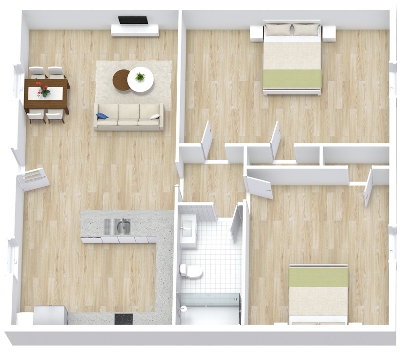 Vineyard Court Two-Bedroom Floor Plan